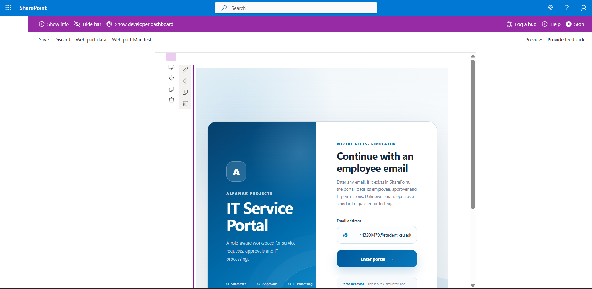 SPFx service portal screen 1